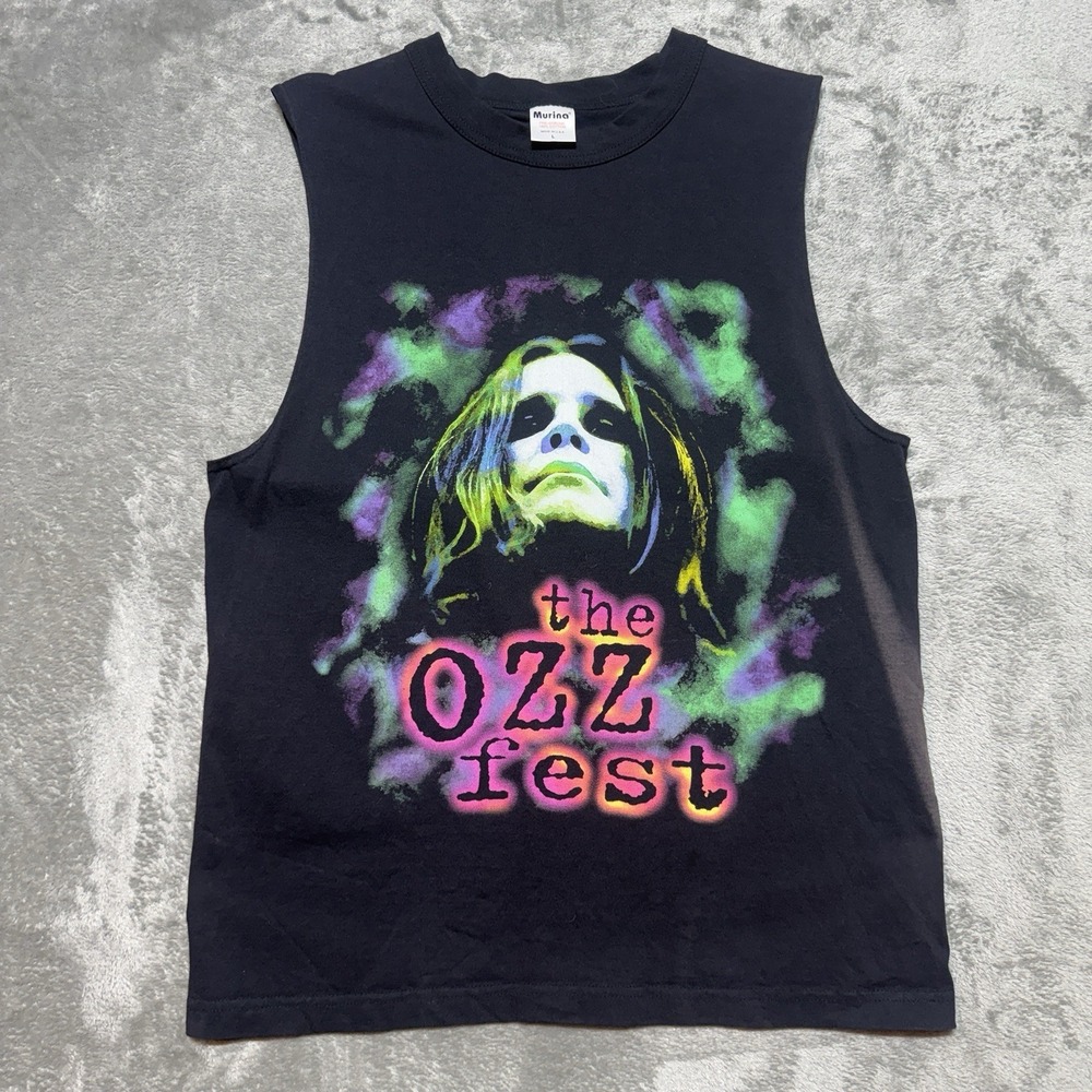 Vintage 90s Murina Tank Top Mens Large Black Cotton Ozzy Osbourne Ozzfest Music